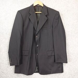 Italian Super 120s Worsted Wool Blazer Men 42R Medium Charcoal Sport Coat FINERI